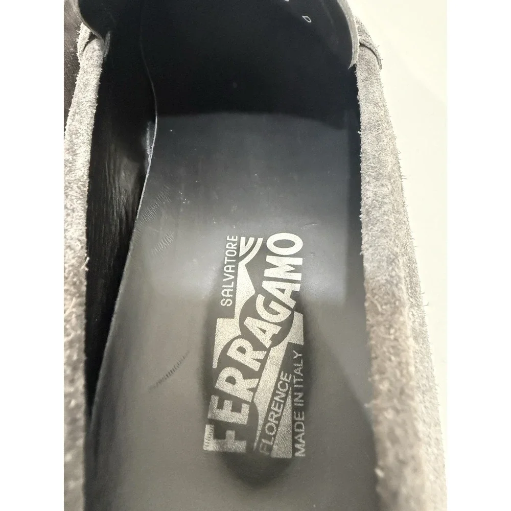 Salvatore Ferragamo Gancini Bit Grey Suede Driving loafers Mens US 9D‎